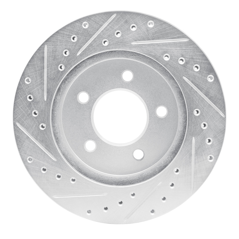 Chrysler Voyager Brake Rotor (1) - Front Right - R1 Concepts - Drilled & Slotted - Silver - `91-`02